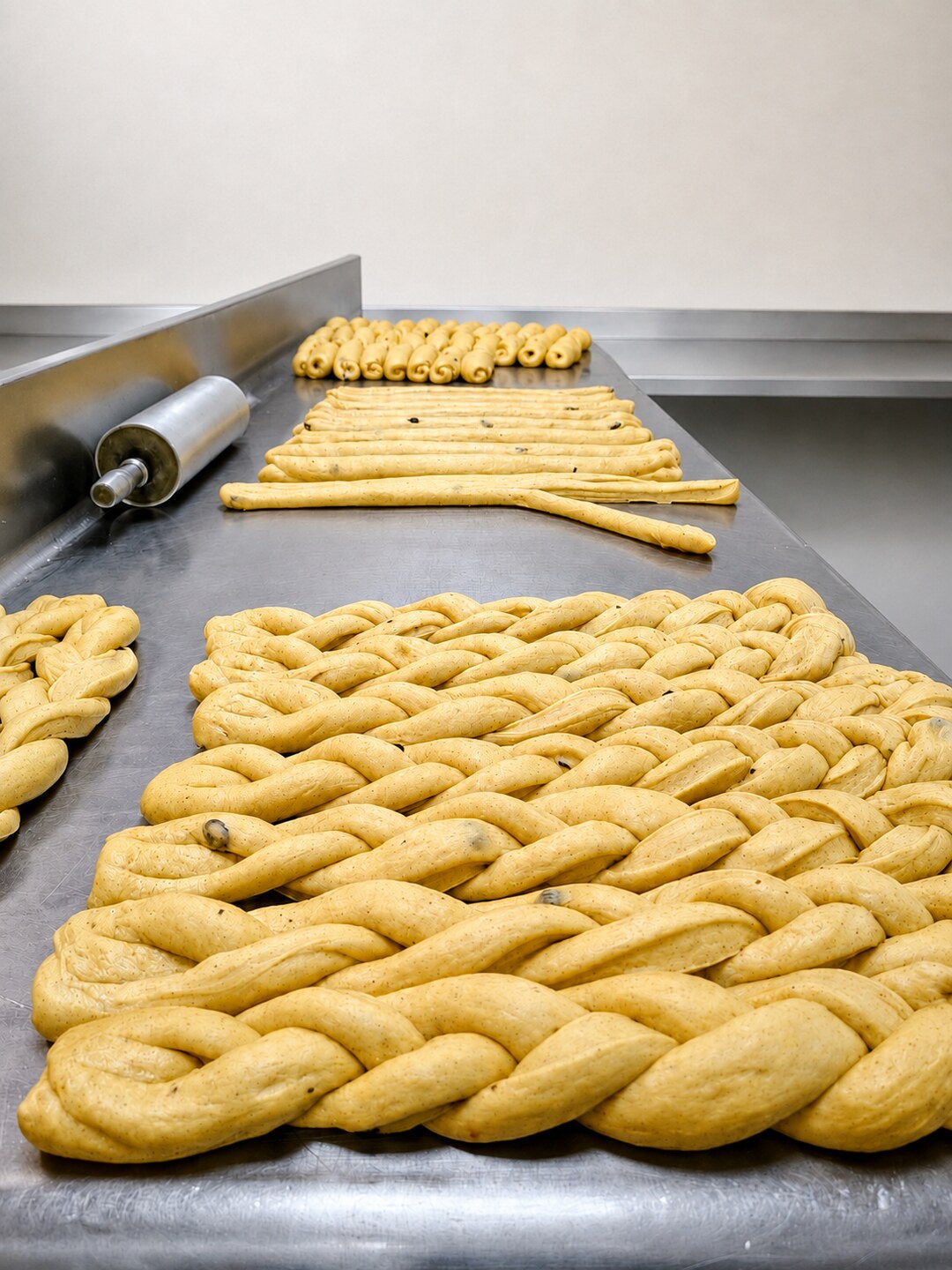 Trenzas de Pan de Calabaza formadas a mano antes de hornear